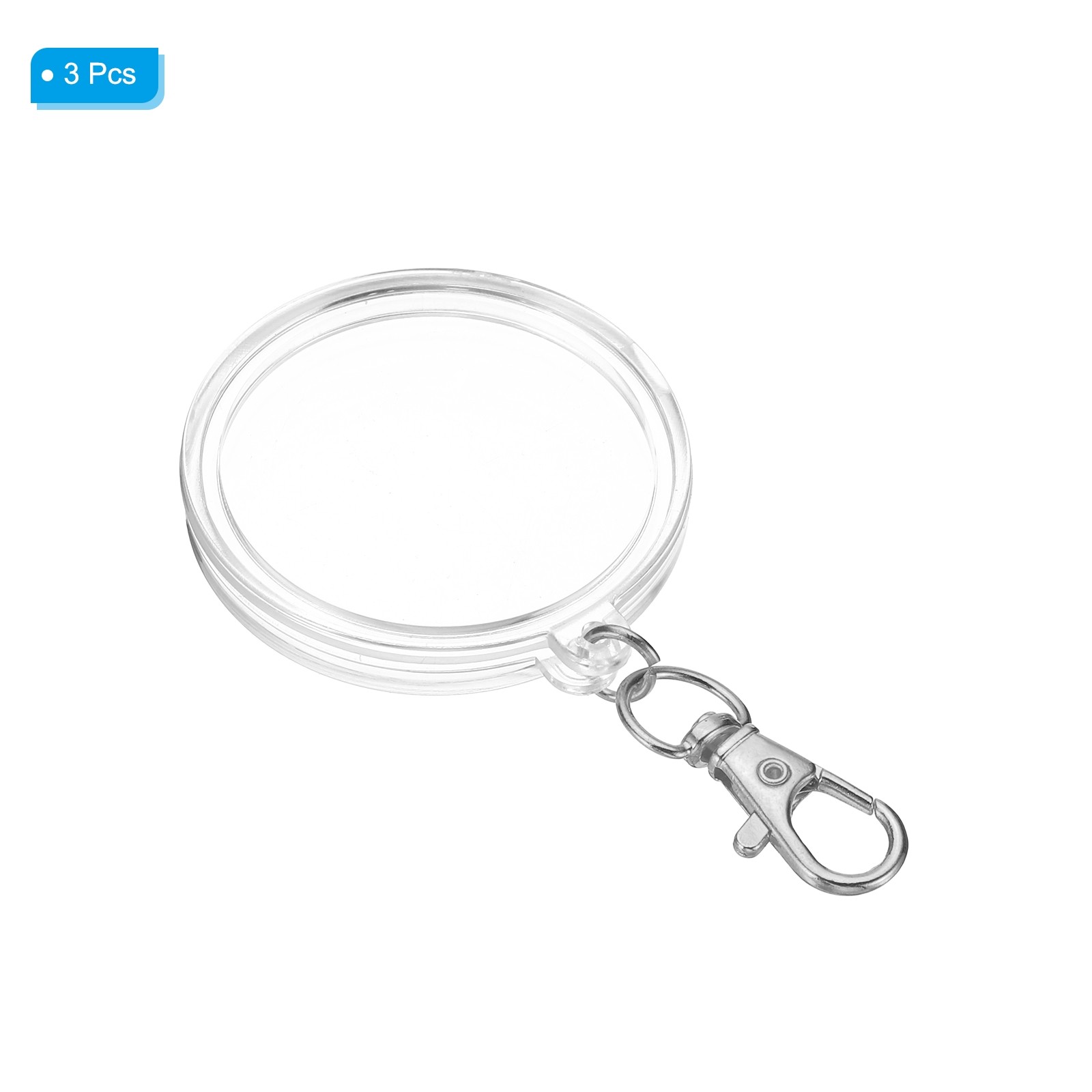 Plastic Coin Keychain Holder, 3pcs Round Coin Case, Silver