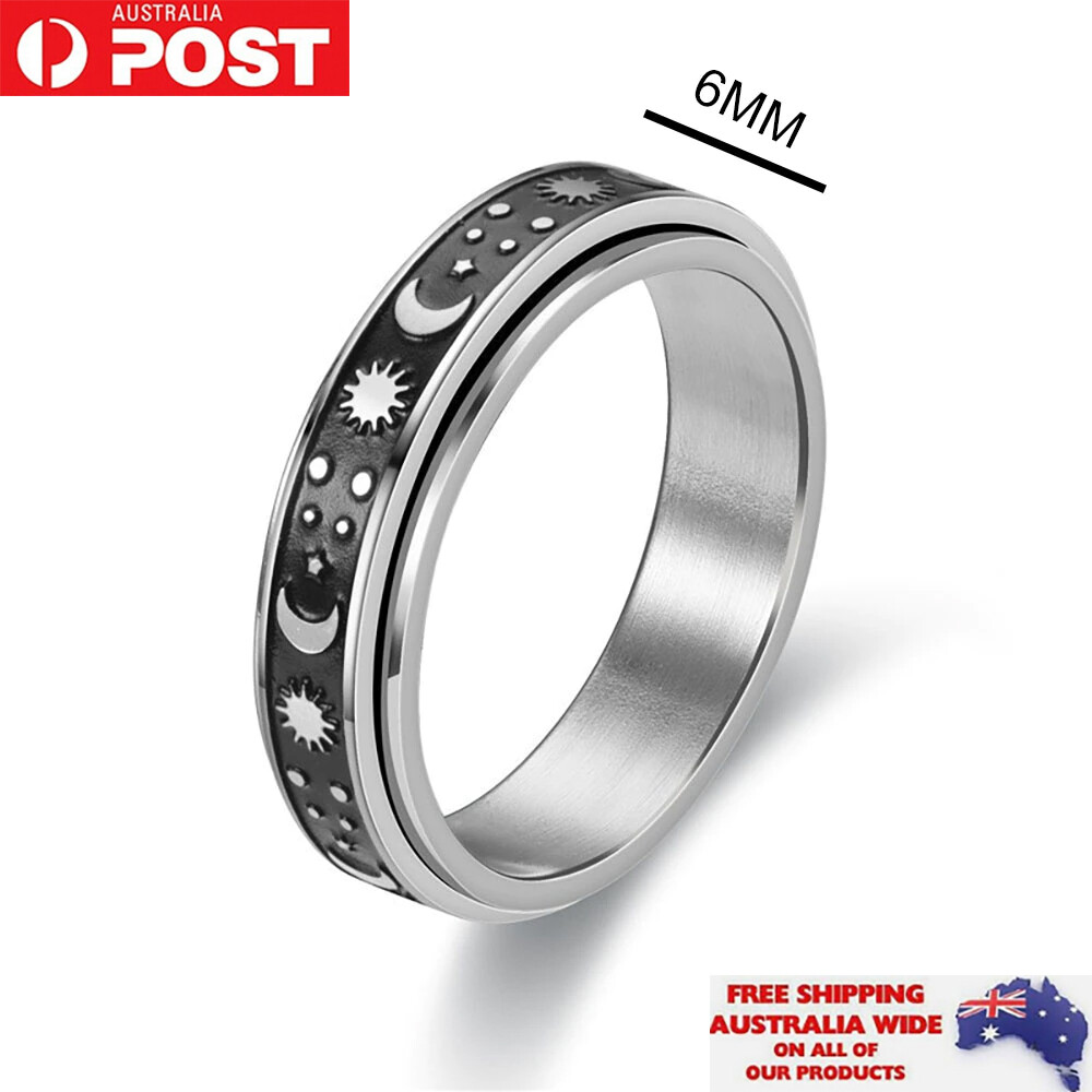 Sun Moon Anxiety Rotation Ring Band Fashion Unisex Women Anniversary Gift Xmas