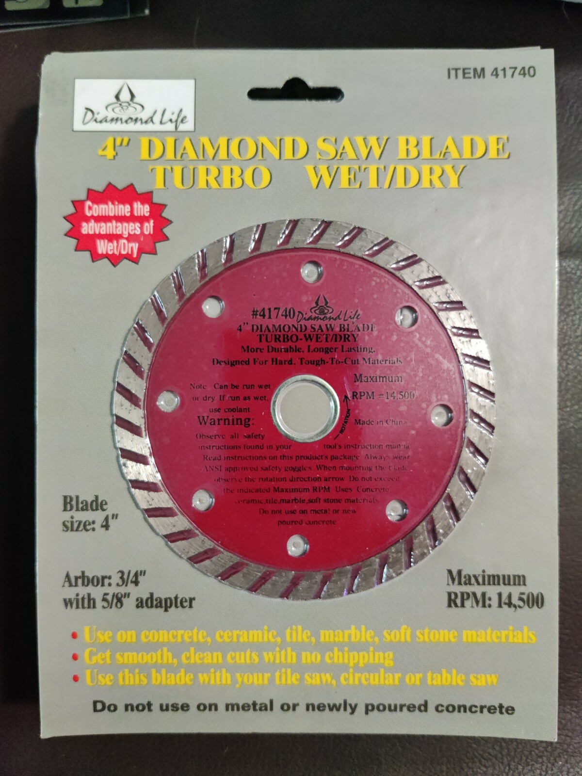 4" Diamond Saw Blade Turbo Wet / Dry