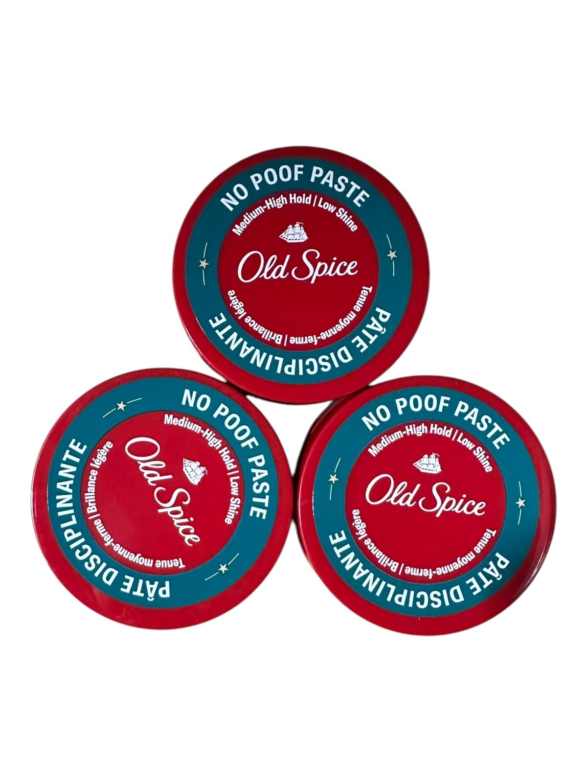 Lot Of 3-Old Spice No Poof Paste, 2.22 oz Med-high Hold