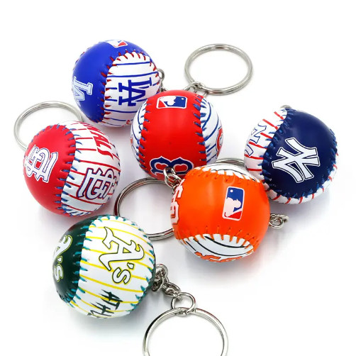 MLB leather baseball keychain - 6 Teams