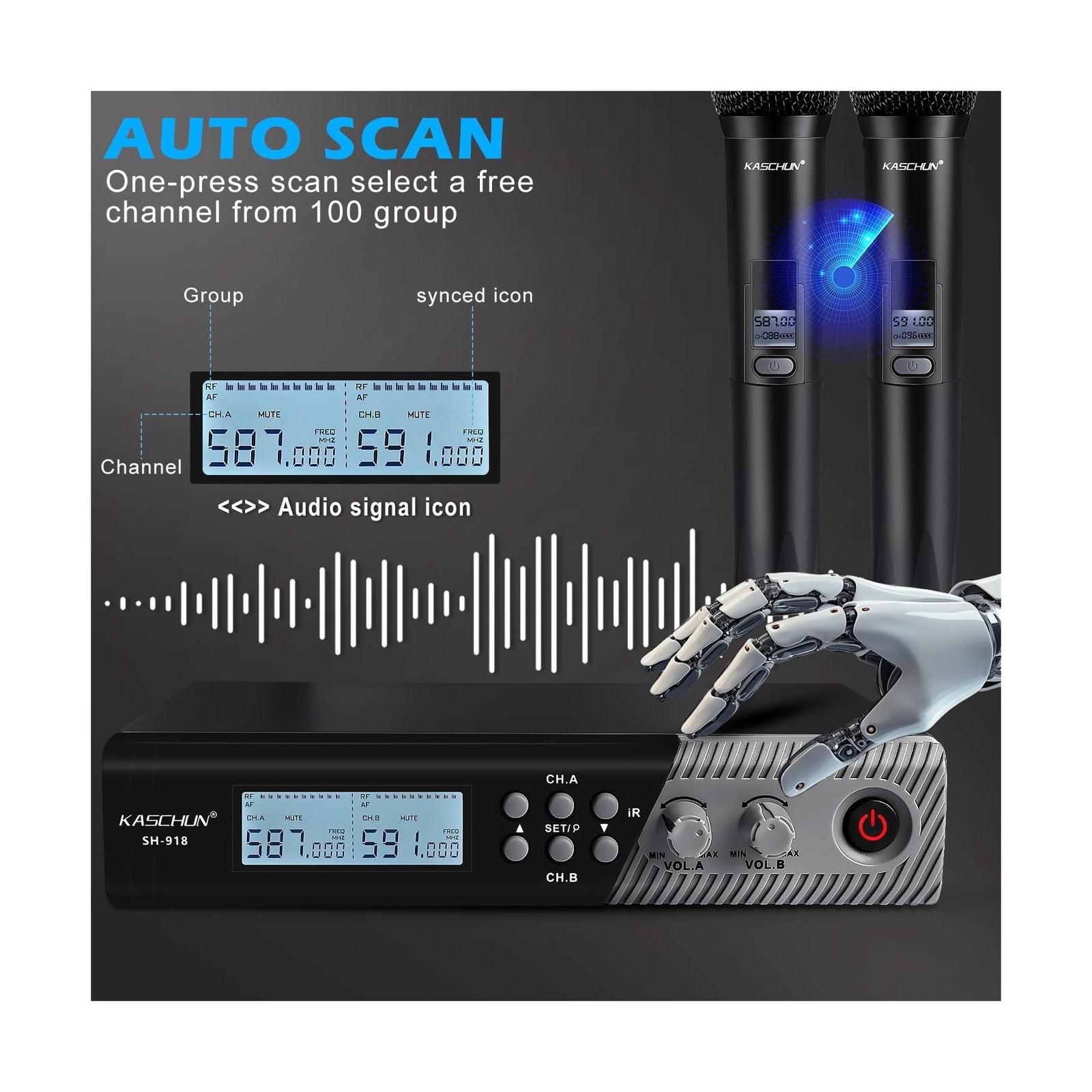 Wireless Microphone System，Cordless Handheld Microfono Inalambrico，