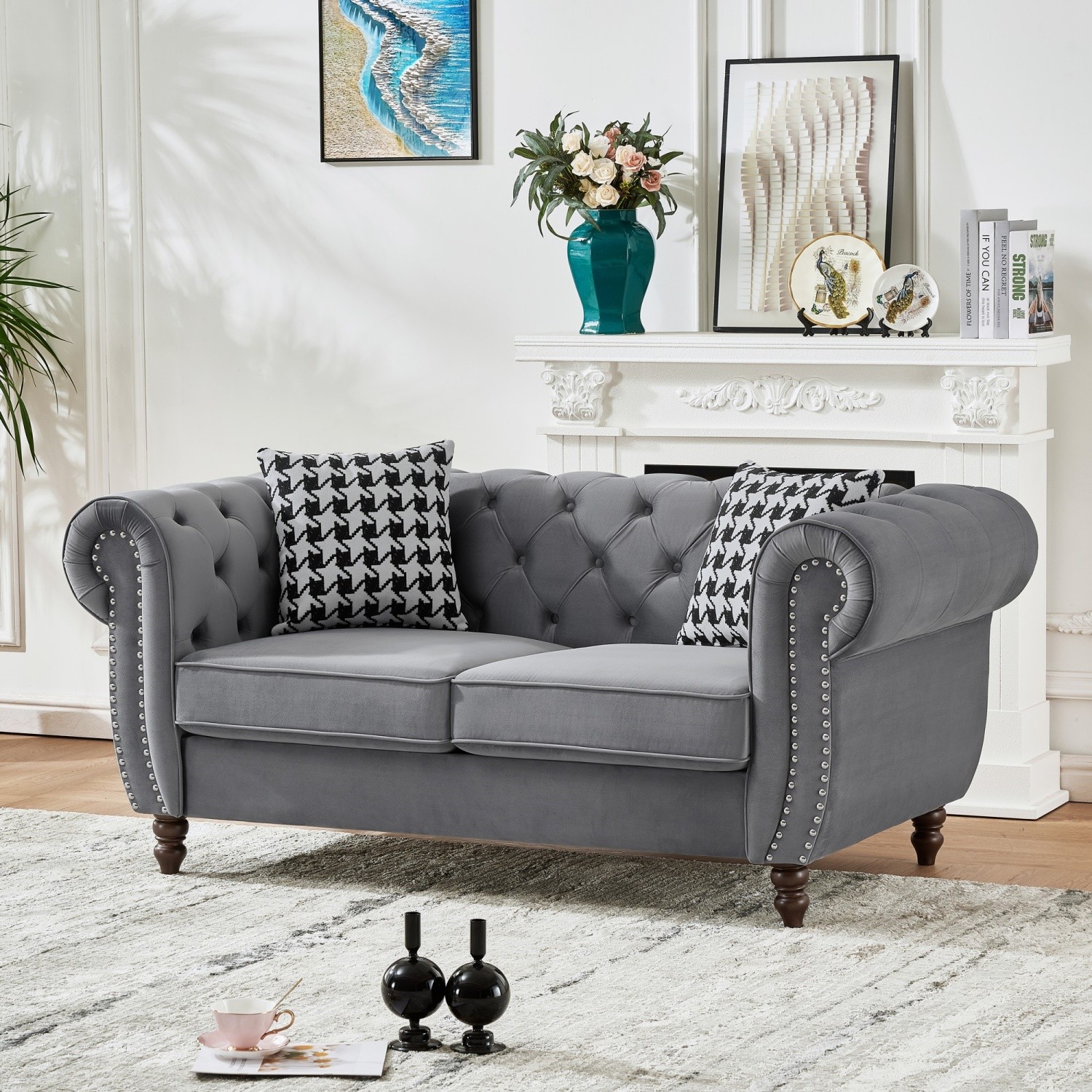 67'' Loveseat Sofa 2-Seater Velvet Upholstered Sofa Couch Living Room Sofa