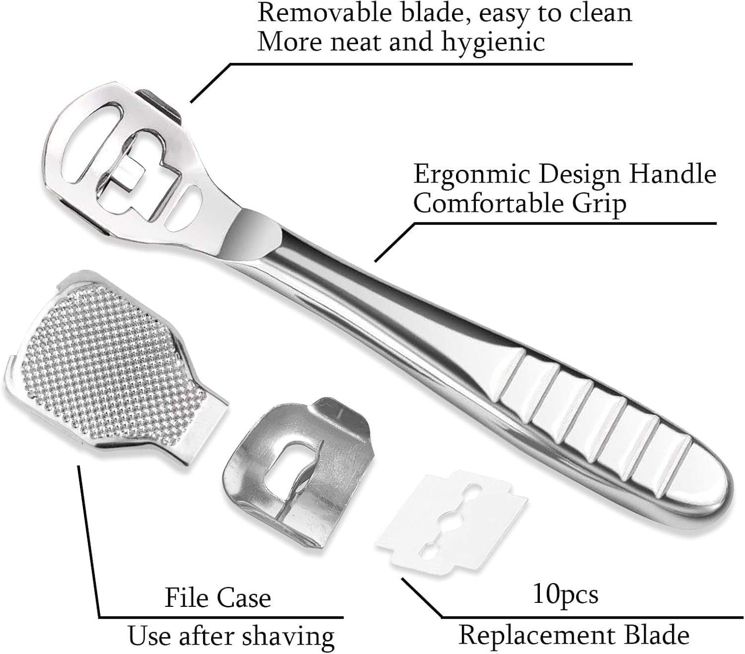 52 Pcs Callus Shaver Set,1 Stainless Steel Foot Razor Handle