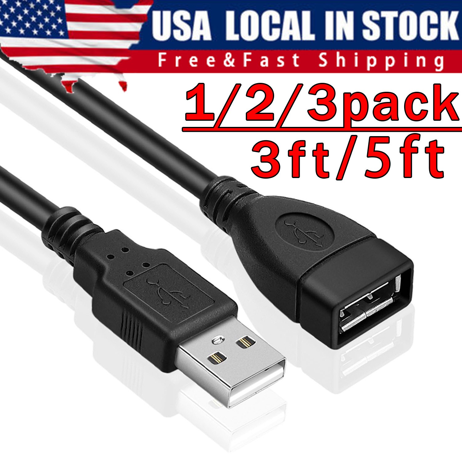 High-Speed USB to USB Extension Cable USB 2.0 Adapter Extender Cord Male/Female