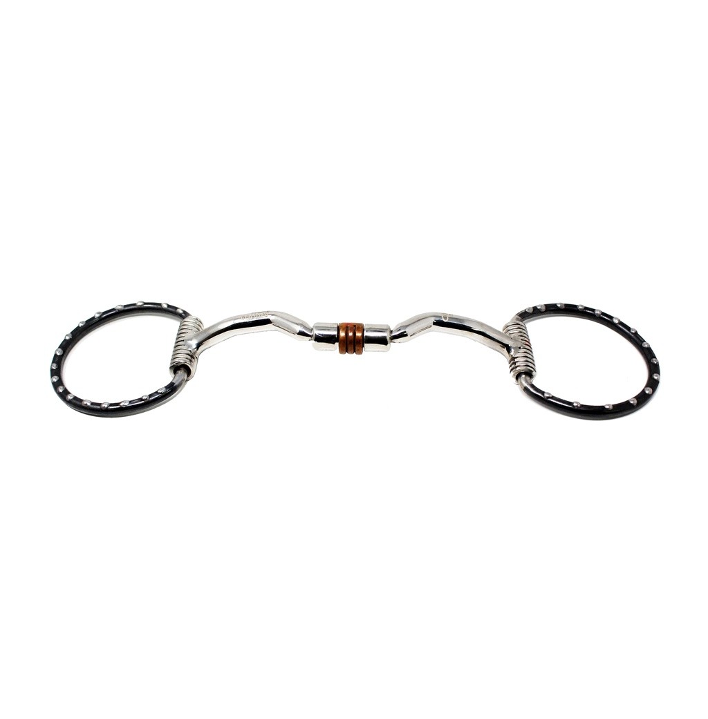 Horse Horse Mouth Studded Dee Ring Sweet Iron Snaffle w/ Copper Rollers 3510