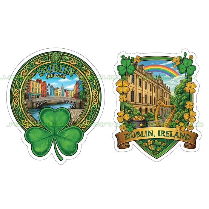 Dublin Ireland Irish Vinyl Decal Sticker 2 Pack D