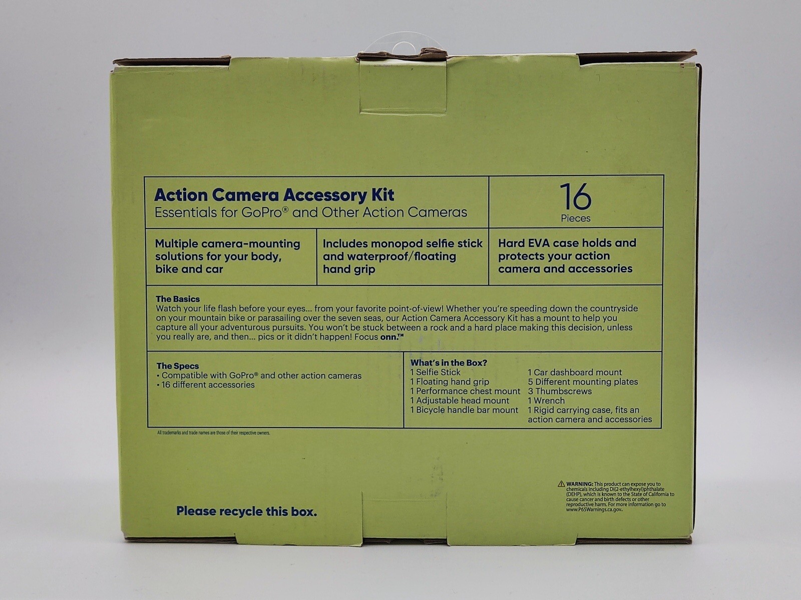 Focus Onn Action Camera Accessory Kit Essentials for GoPro® and others