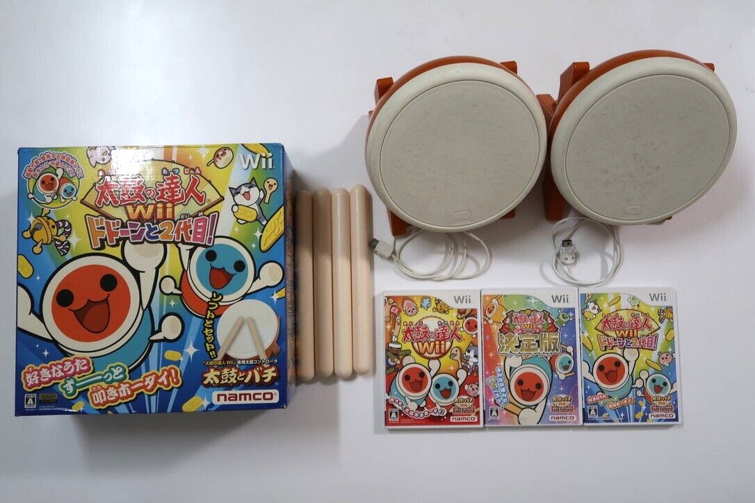 Nintendo Wii　Taiko no tatsujin　2sets of drums&drumsticks with 3soft pieces［C-3］