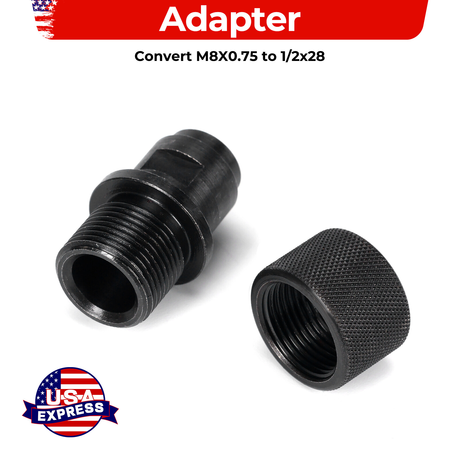 Adapter Female M8x0.75 To 1/2x28 Male For Walther P22 S&W M&P22