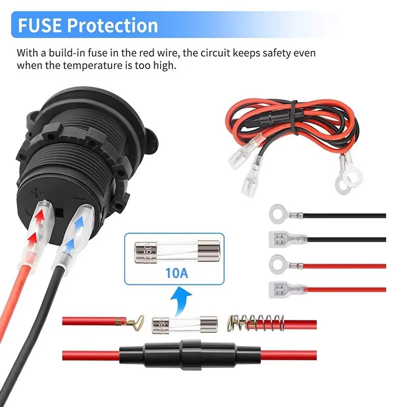 Cigarette Lighter Socket Power Outlet Socket Receptacle Car Motorcycle ATV 12v