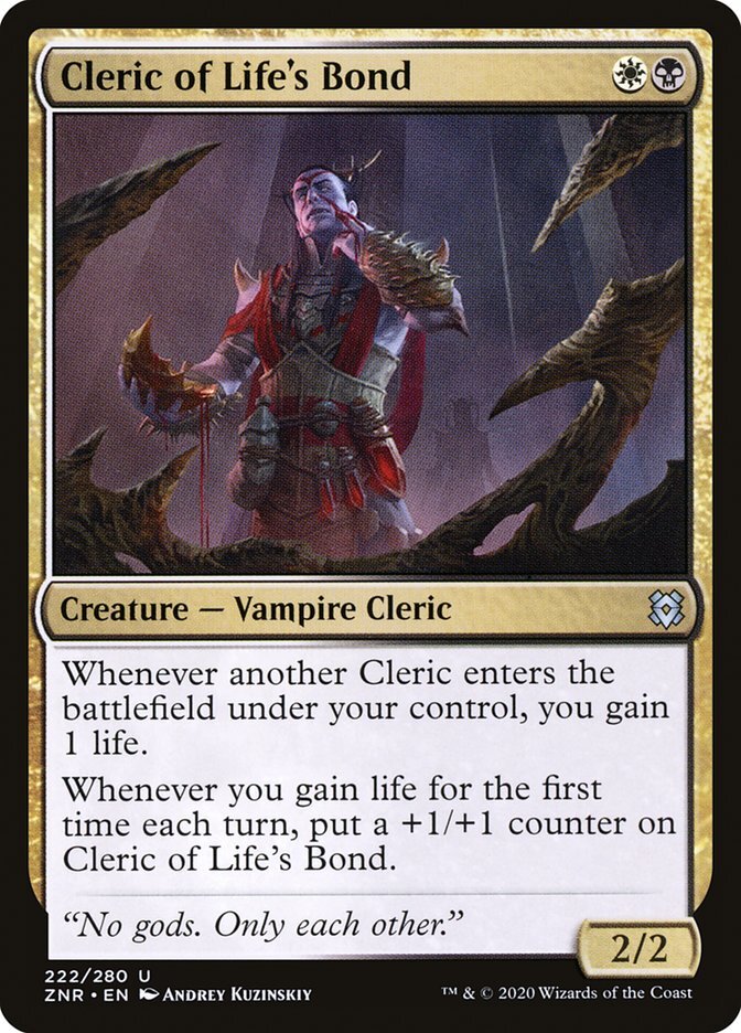 MTG Magic the Gathering Cleric of Life's Bond (222/493) Zendikar Rising LP