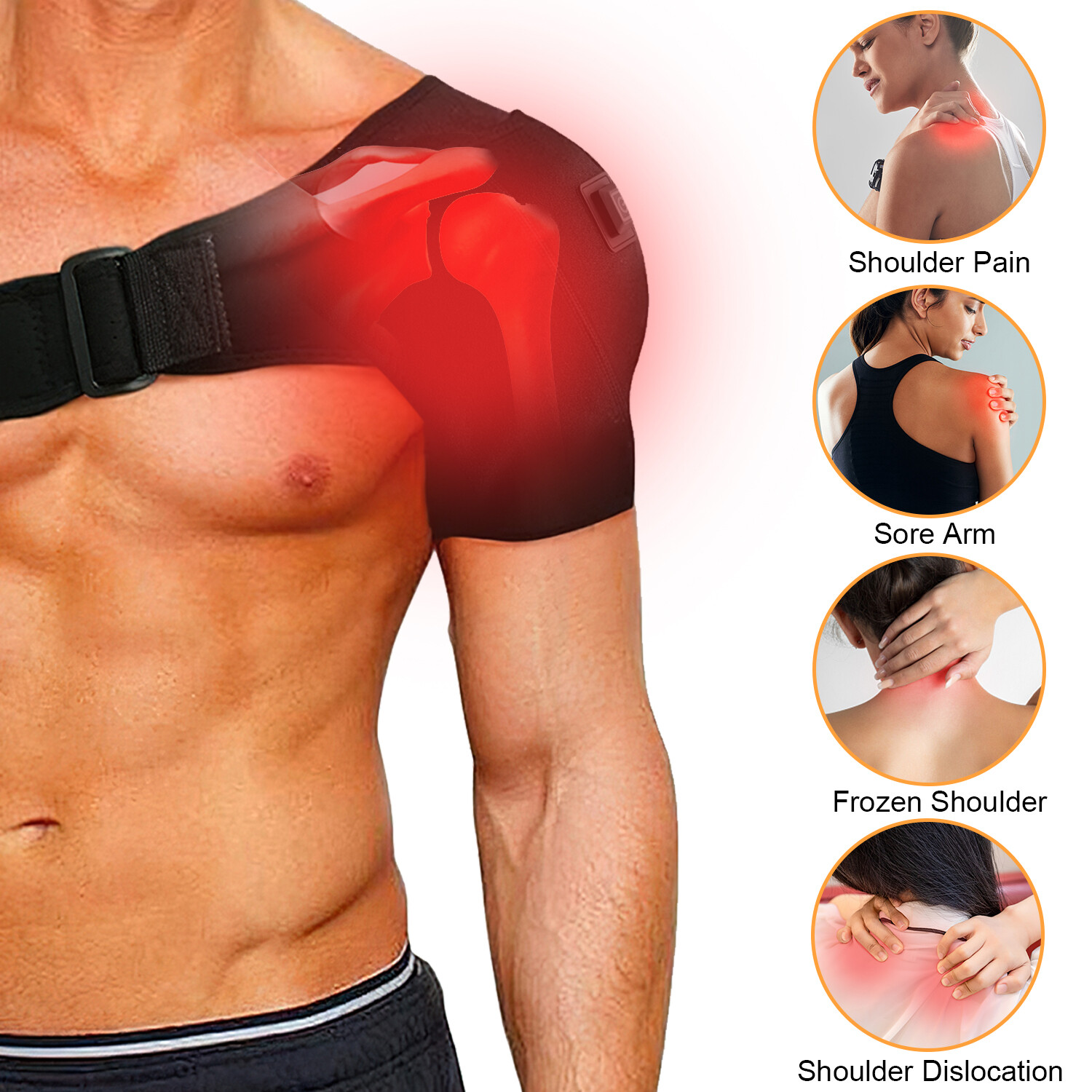 Heated Shoulder Support Brace USB Electric Adjustable Pad Wrap Pain Relief | USA