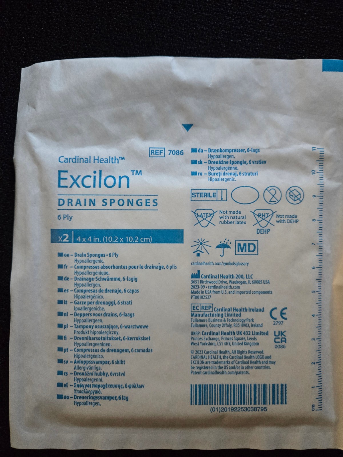150 Excilon 6 Ply Split Gauze I.V. Drain Sponges Sterile 4"X4"