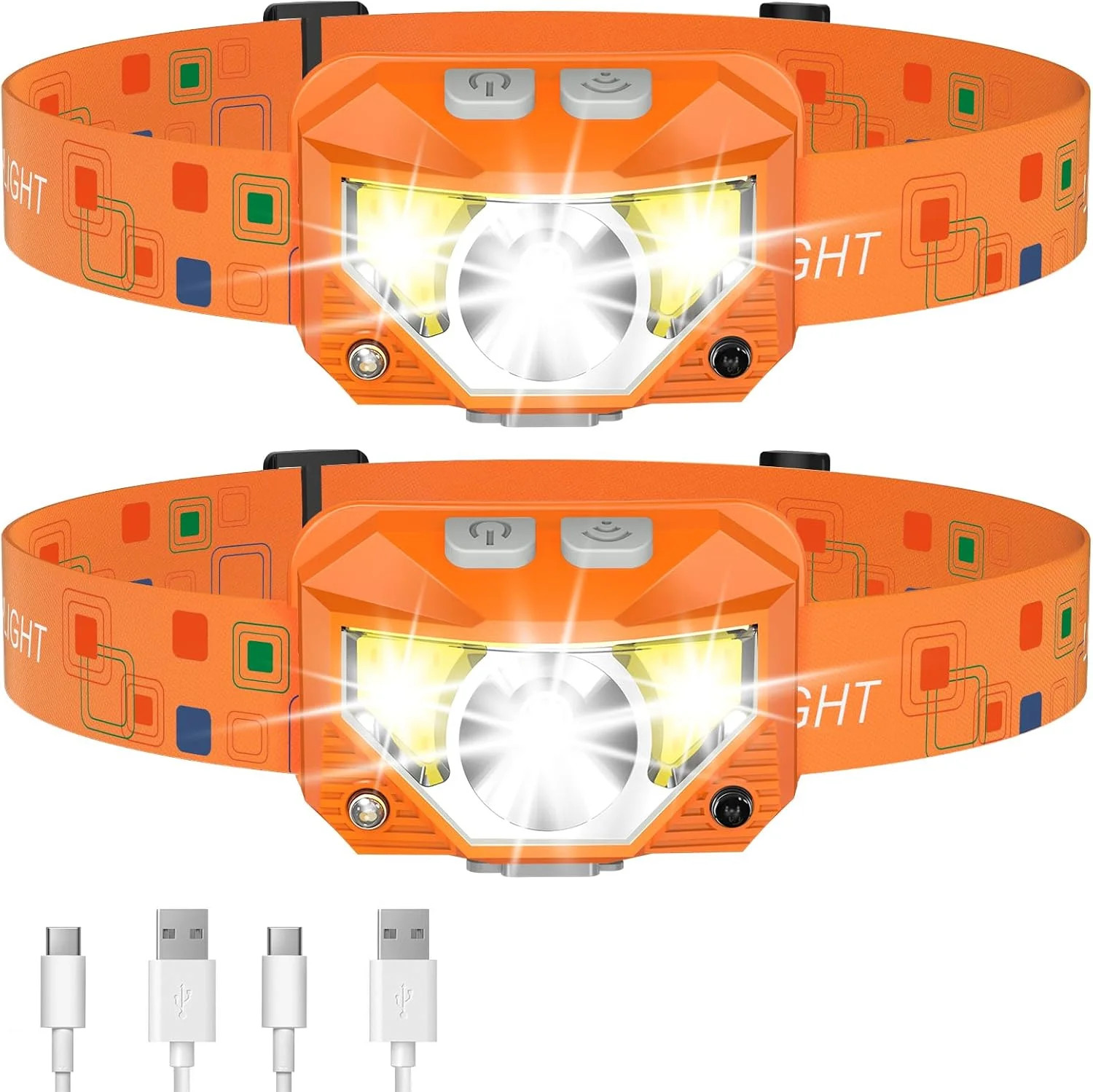 Headlamp Flashlight, Lumen Ultra-Light Bright LED Rechargeable Headlight with Wh