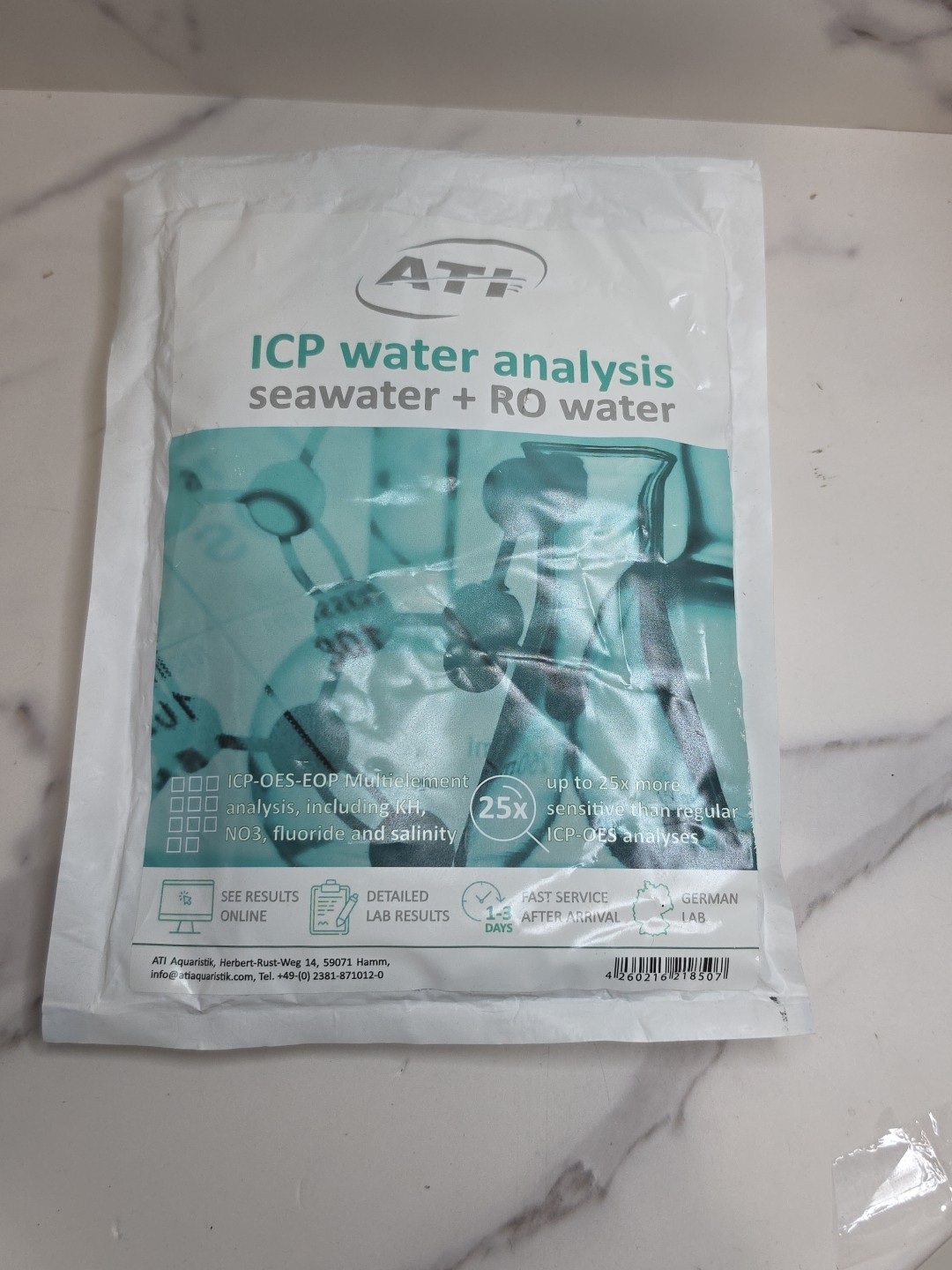 ATI ICP-OES Complete Aquarium Water Analysis Kit w/ Pre-Paid Shipping Label