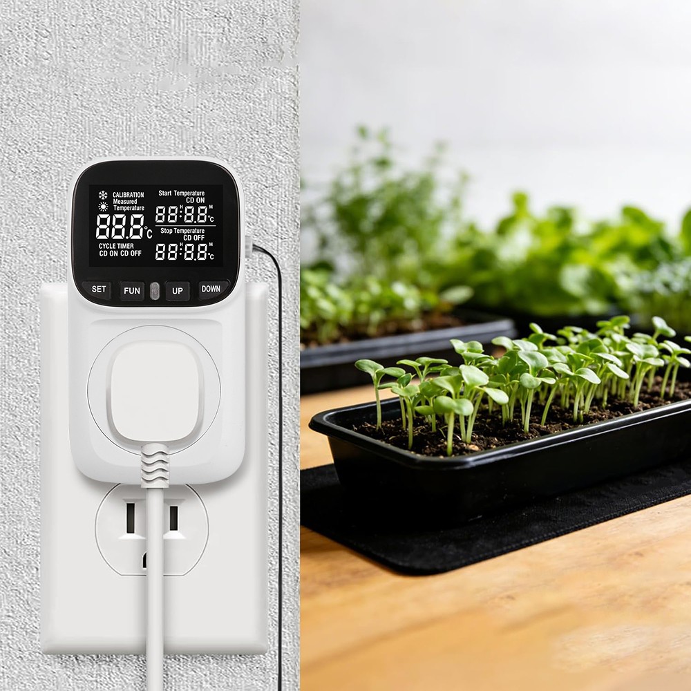 Digital Thermostat Outlet Plug Temperature Controller Heating Cooling with Probe