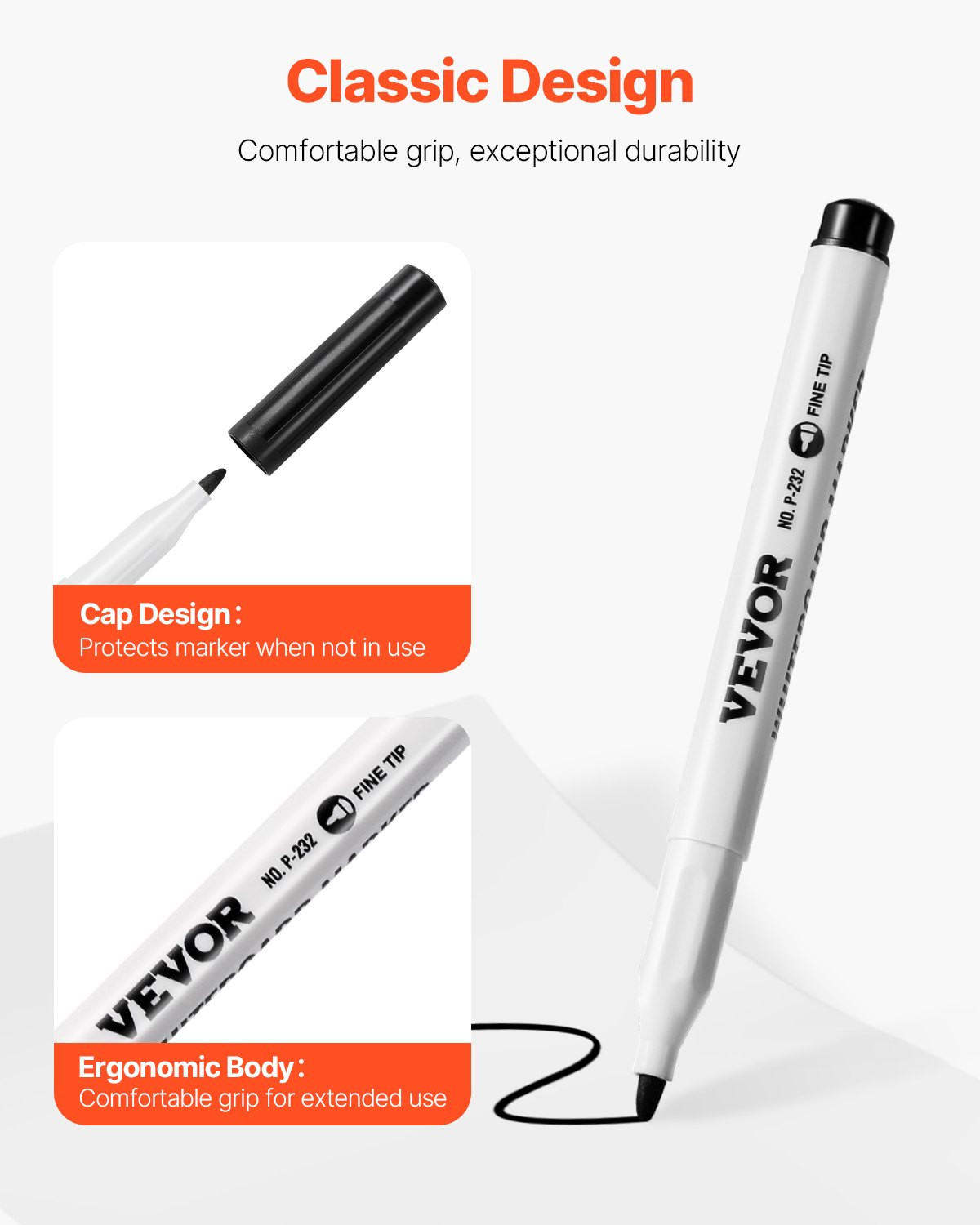 Black Dry Erase Markers, 36 Pack Low-Odor Whiteboard Markers, Fine Point Whiteb