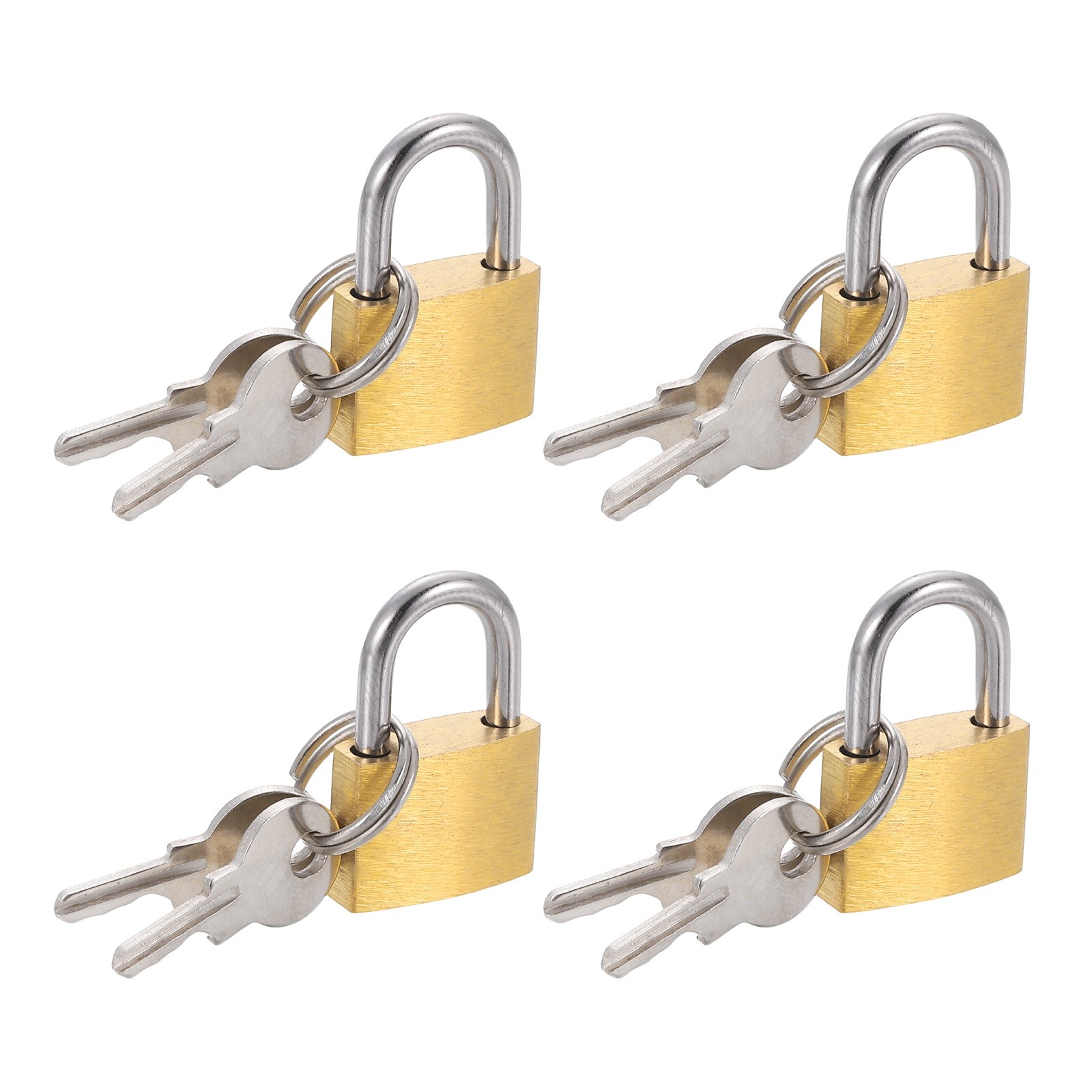 4Pcs Solid Brass Padlock with Key 11/16" Wide Body Small Locks Lock
