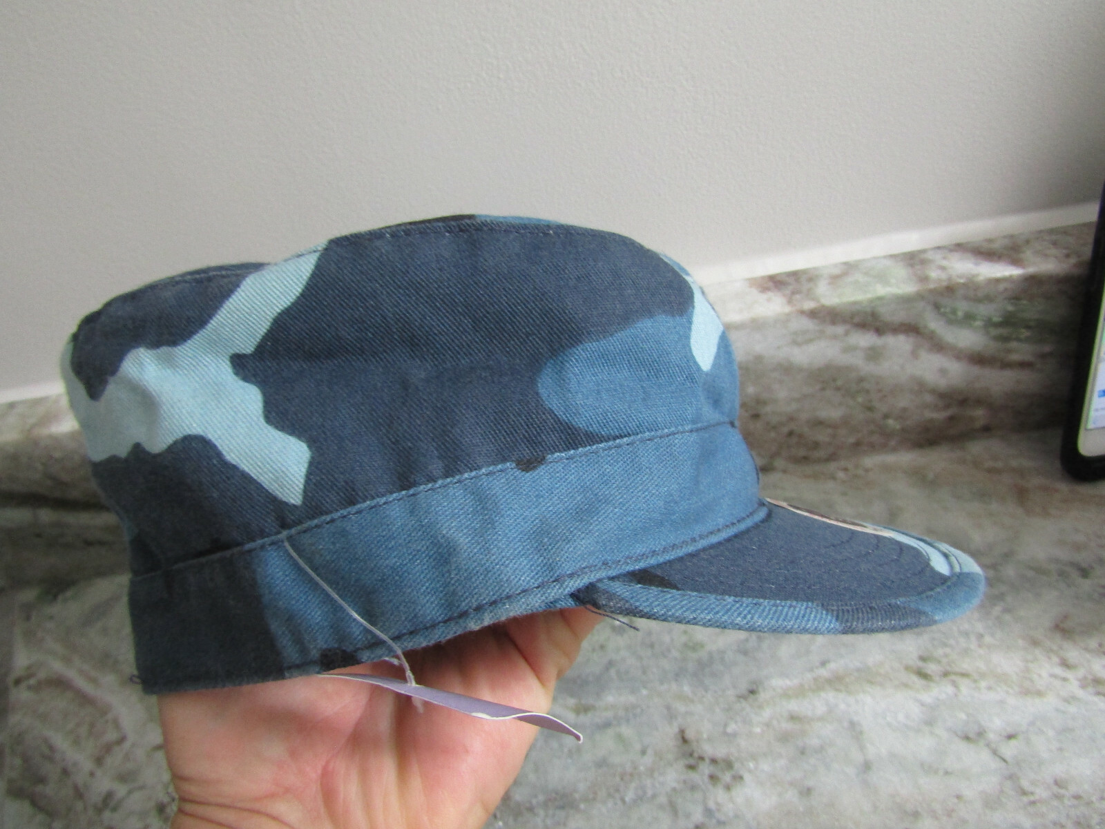PROPPER INTERNATIONAL BDU COMBAT CAP / HAT - SIZE 7 - SMALL - BLUE CAMOFLAGE