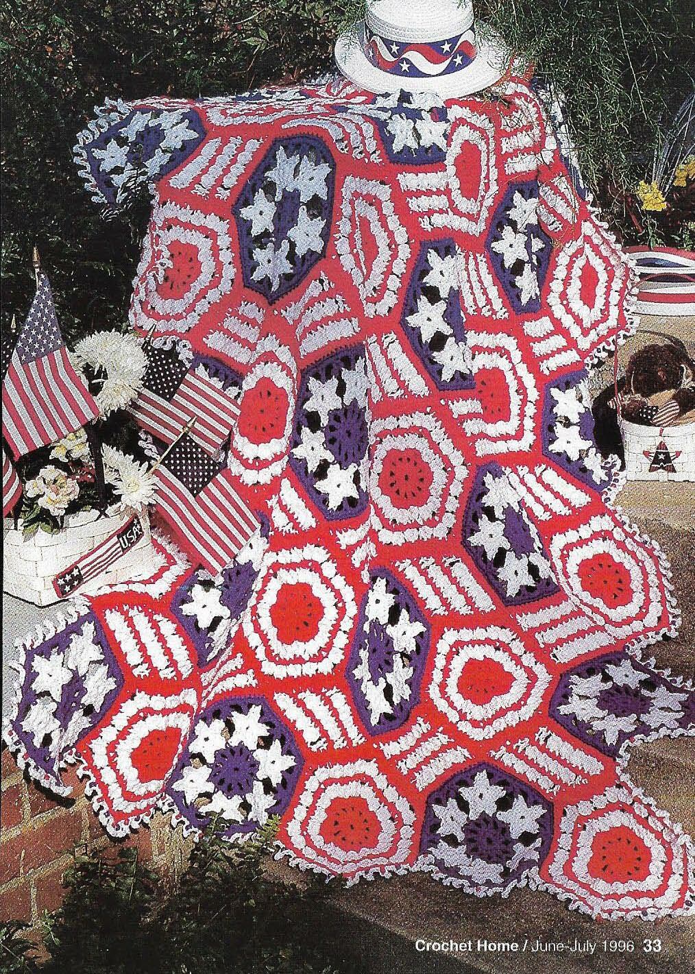 STARS & STRIPES AFGHAN PATRIOTIC DIGEST SIZE CROCHET PATTERN INSTRUCTIONS