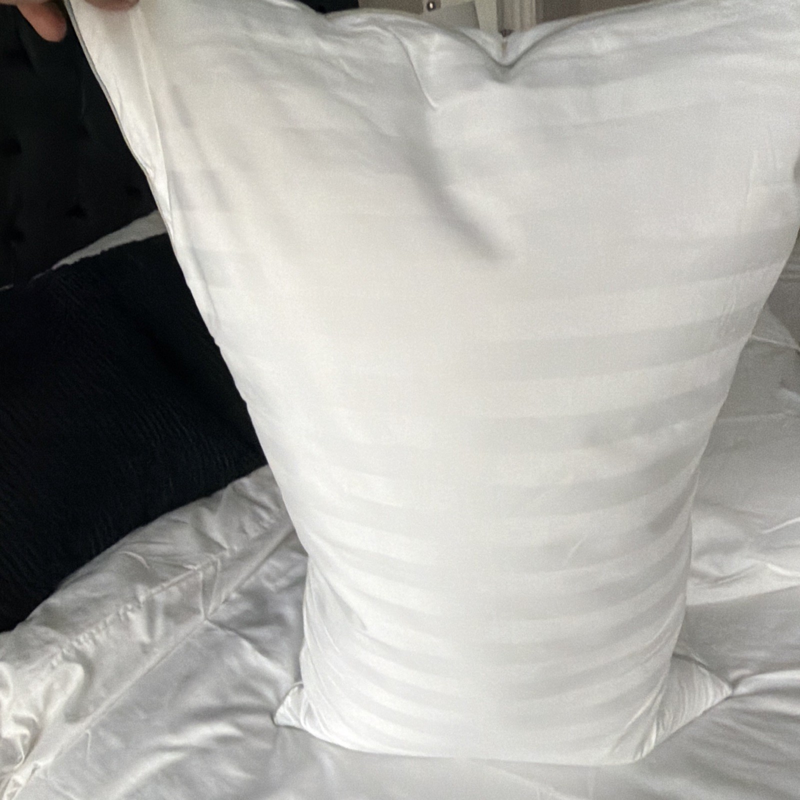 Hotel Grand Standard Bed Pillow, White Striped, Rectangular