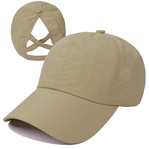 Womens Criss Cross Ponytail Baseball Cap Adjustable High Messy Bun Ponycap