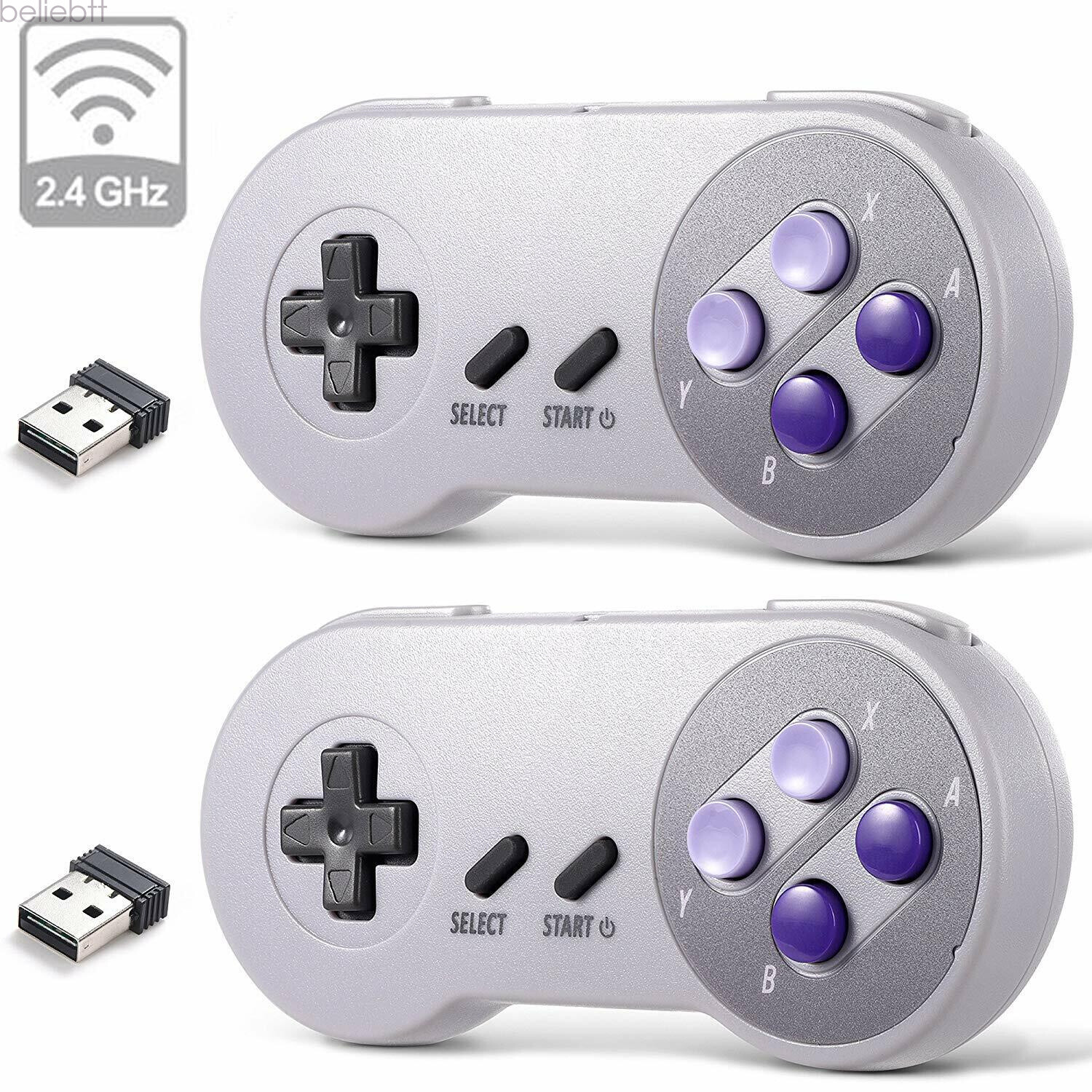 2 Pack Wired/ Wireless SNES USB Controller Gamepad Joystick Super Classic for PC