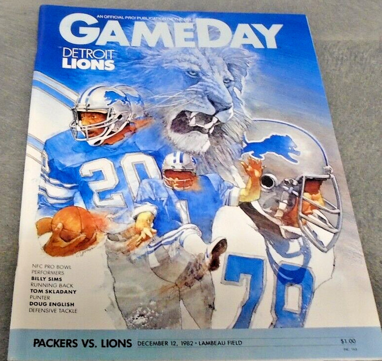 1982 PRO FOOTBALL NFL GAMEDAY MAGAZINE GREEN BAY PACKERS VS DETROIT LIONS RARE