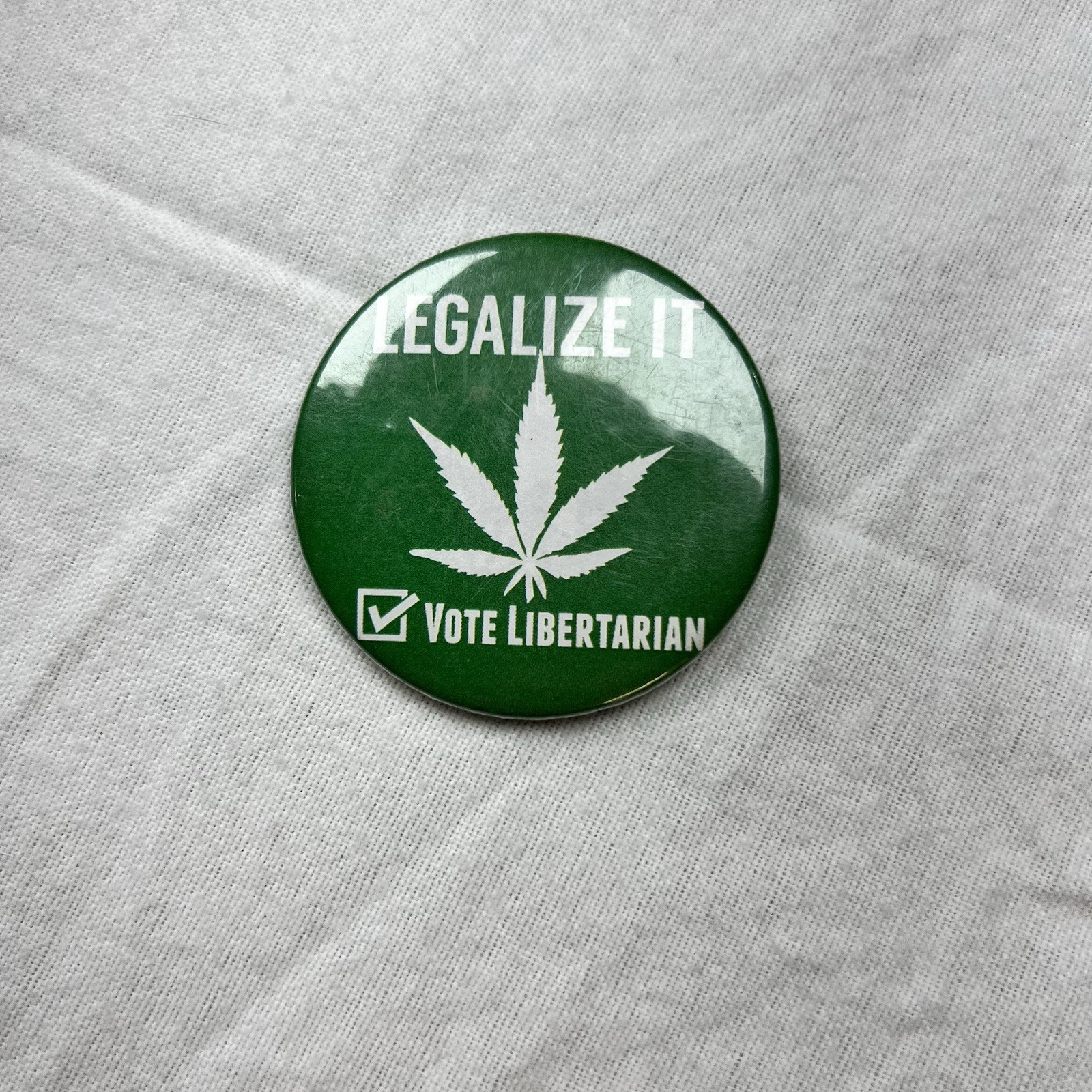 Vote Libertarian GreenvCannabis Marijuana Button Jazz Cabbage Legalize It