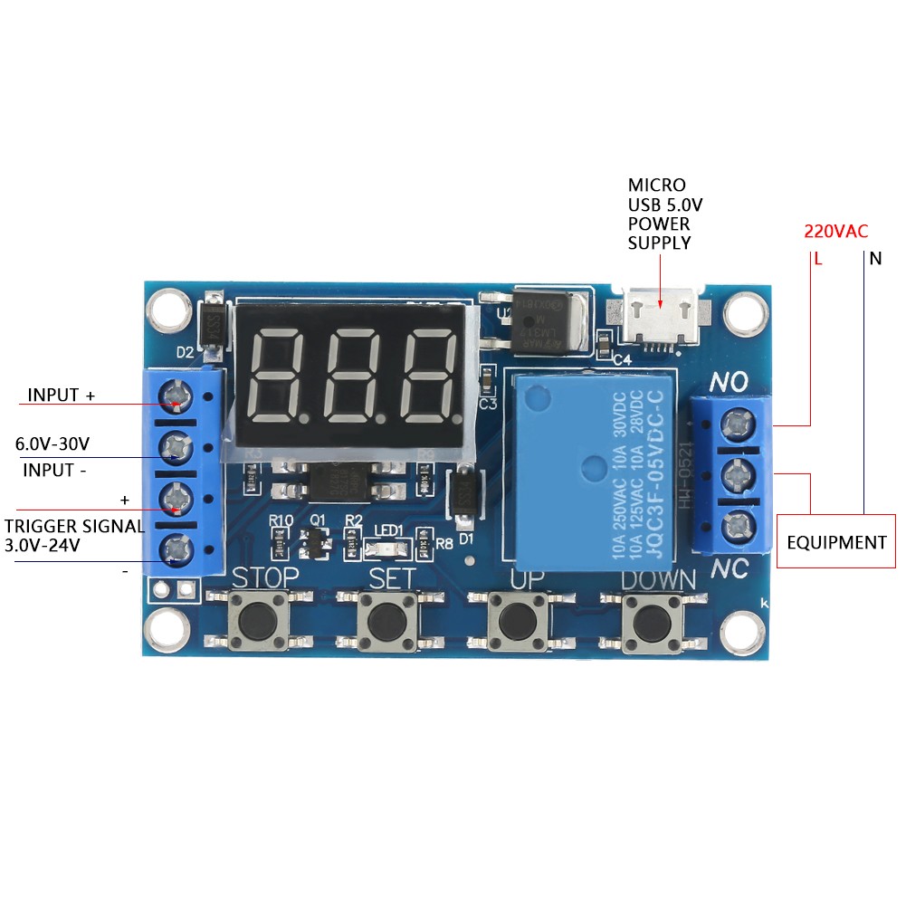 DC 5-30V LED Display Delay On/Off Relay Module Trigger Cycle Delay Timer Switch❀