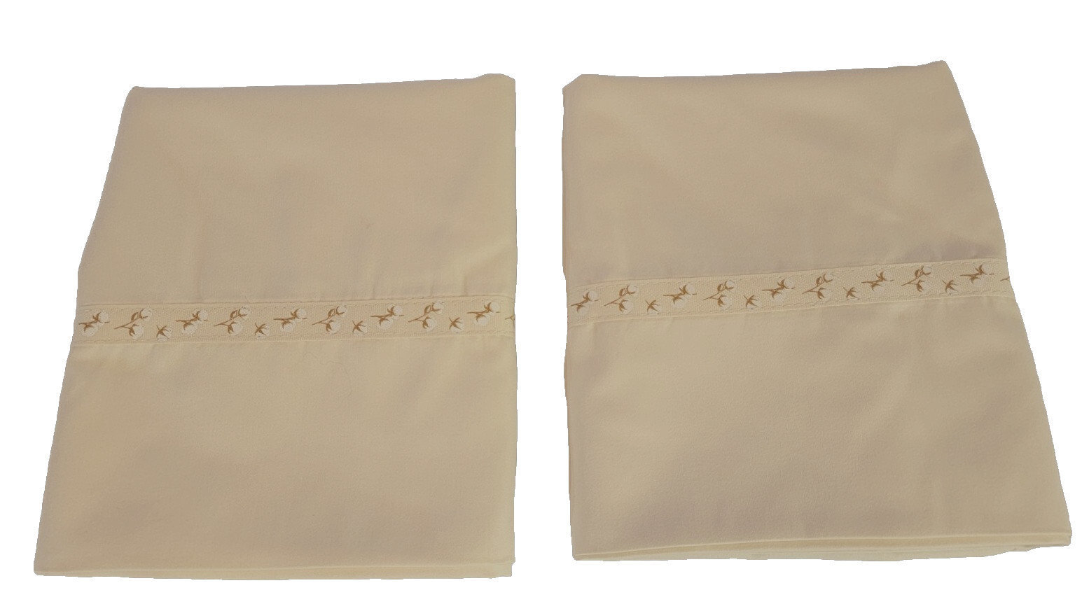 Set of 2 Beige polycotton Pillowcases w/soft trim cuff 19.5 X 30 Stan /queen