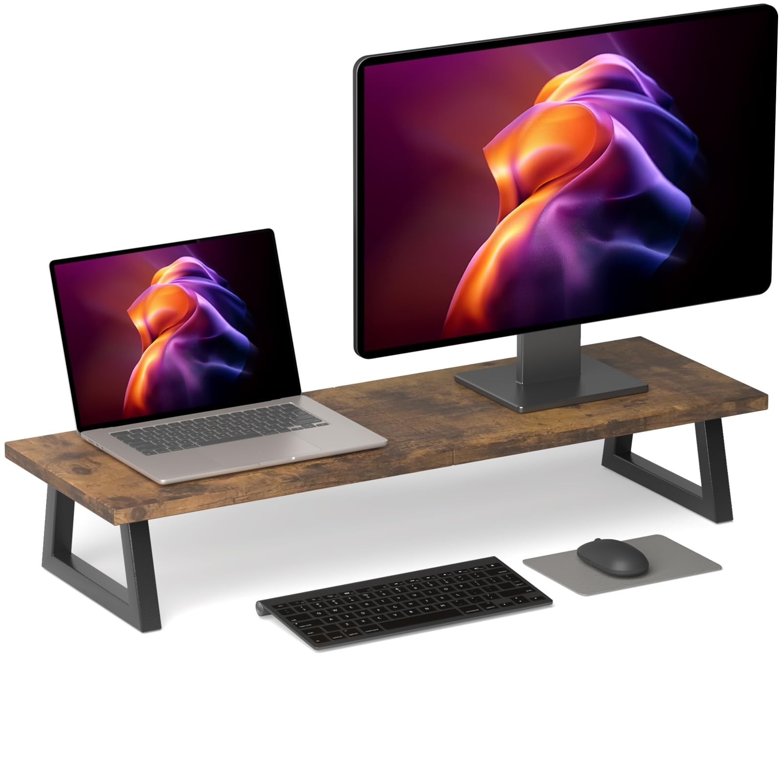 TEAMIX 31.5 inch Dual Monitor Riser for 2 Monitors, Long Monitor Stand Riser ...