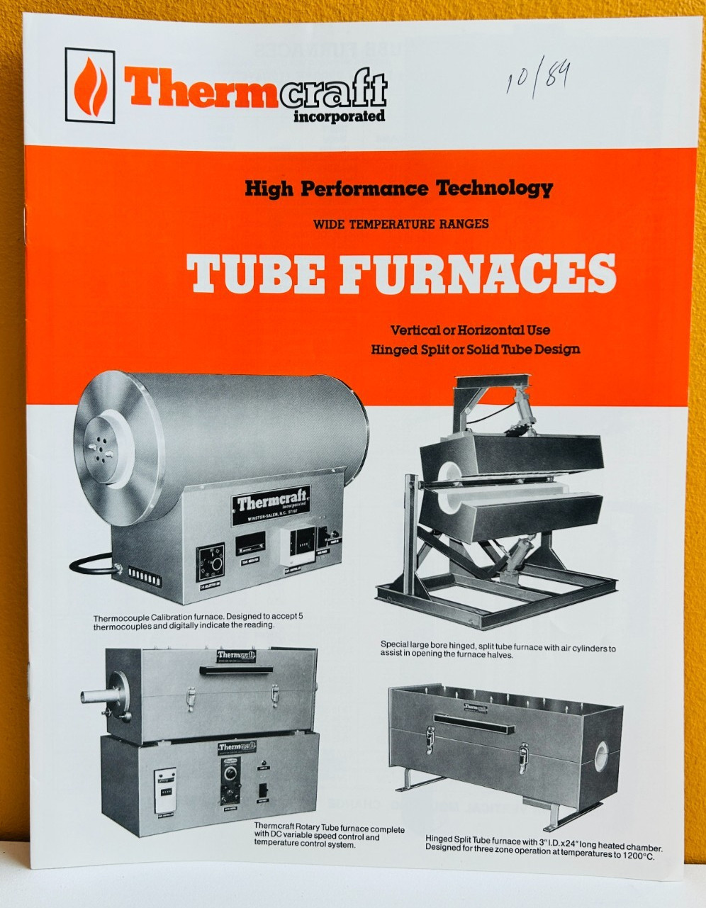 Thermcraft Inc. TF-688-10 Wide Temperature Ranges Tube Furnaces Quick Catalog.