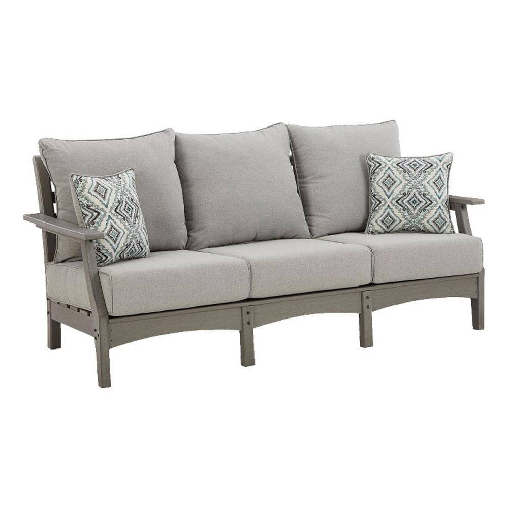 Signature Design by Ashley Visola Outdoor Fabric Sofa with Cushion in Gray