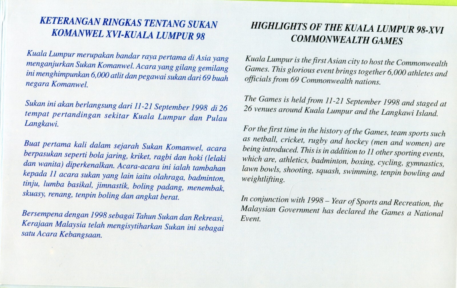 Malaysia 50 Ringgit 1998 P45 UNC - Polymer / Commemorative w/ folder