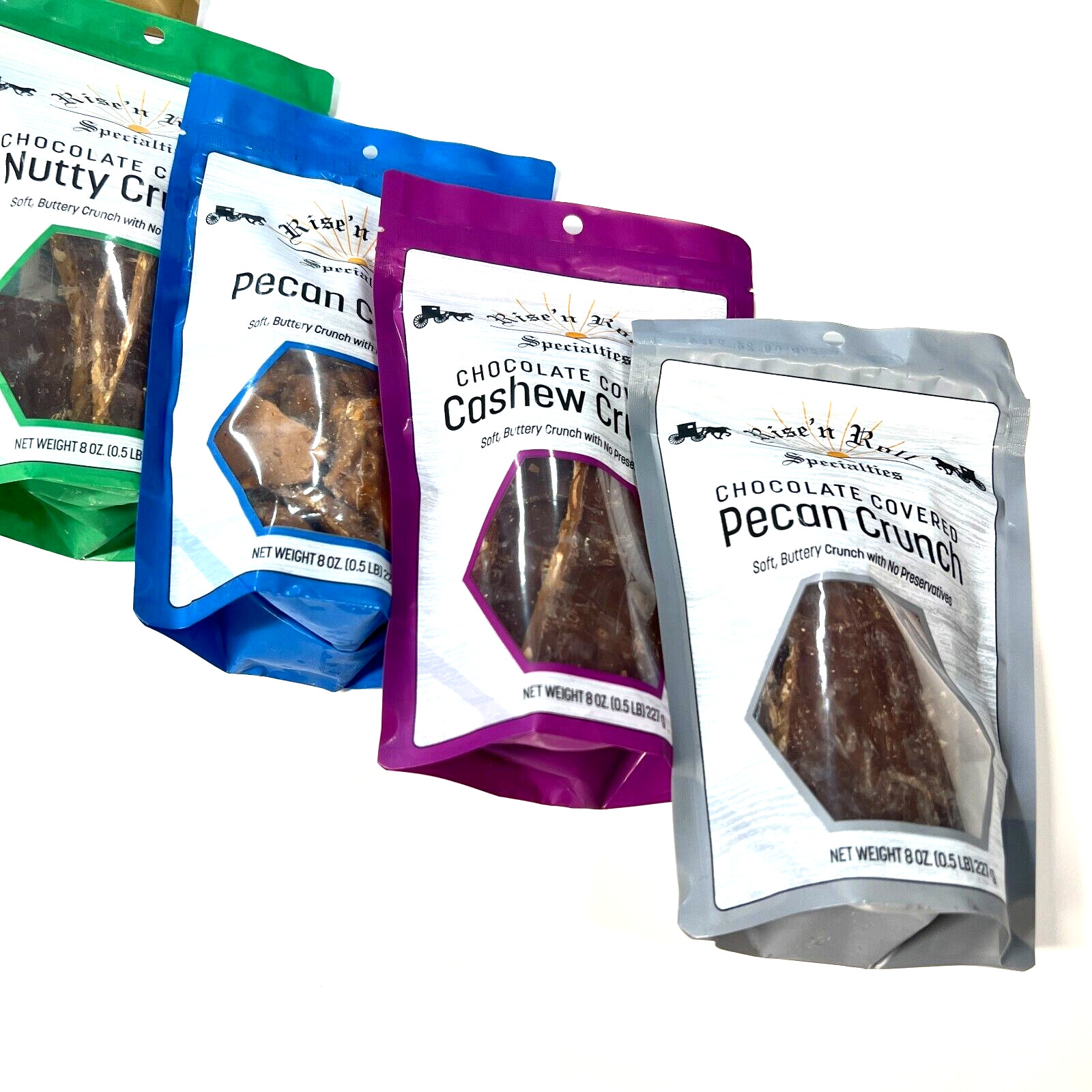 Rise'n Roll Amish Bakery Chocolate Covered Nutty Crunch 8oz Bag Middlebury, IN