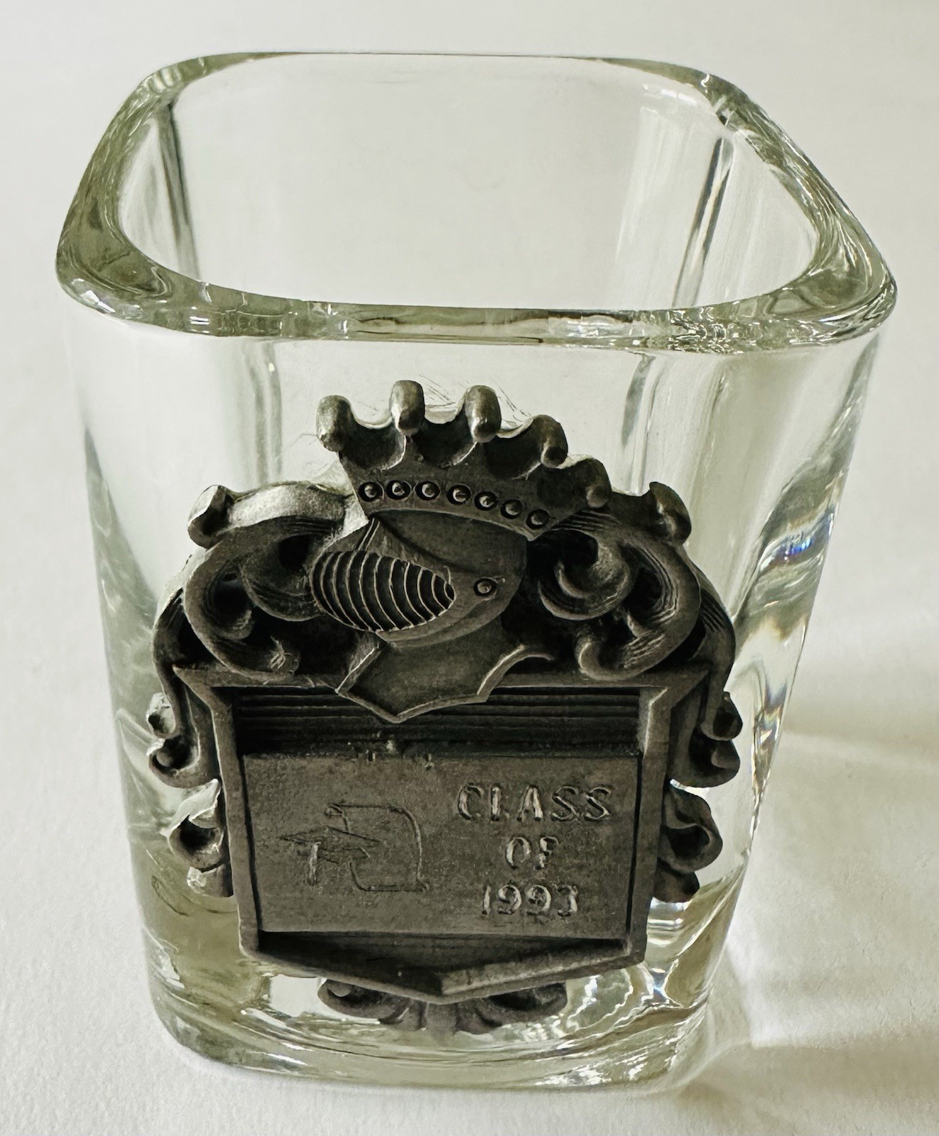 Shot Glass With Peuter Crest Reads Class of 1993
