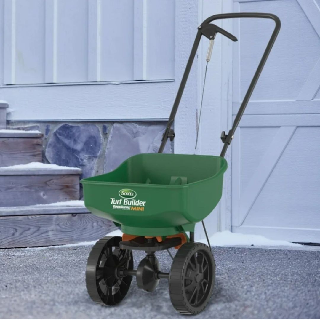 Scotts Turf Builder EdgeGuard Mini Broadcast Spreader for Grass Seed, Fertilizer