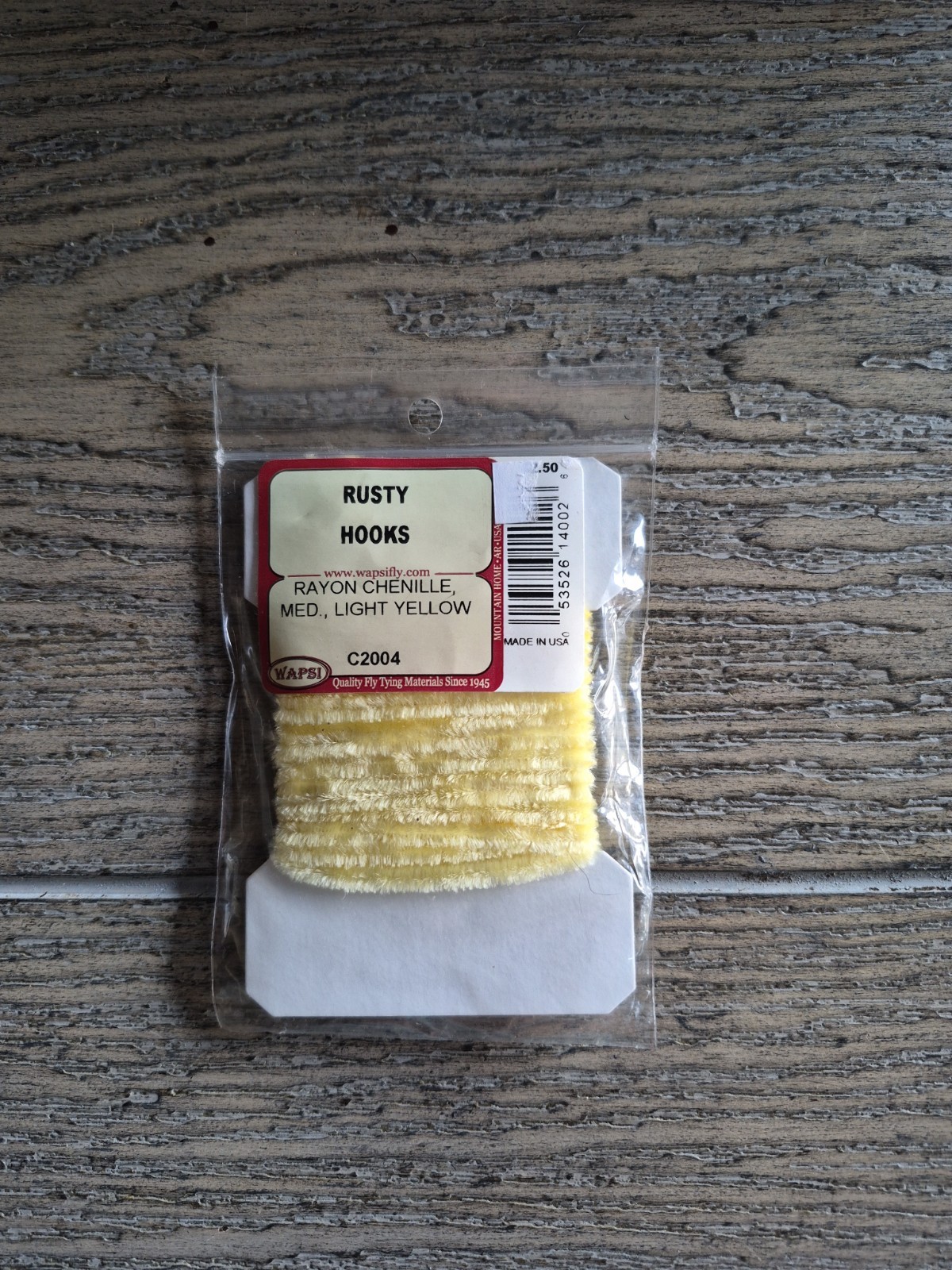 Wapsi fly tying materials. Rayon Chenille,  Med, Light YELLOW
