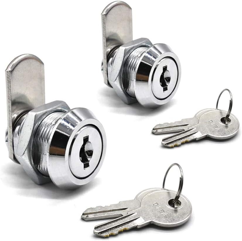 2Pack Cabinet Cam Lock 5/8 Inch Tubular Cam Locks Keyed Alike With Chrome Finish