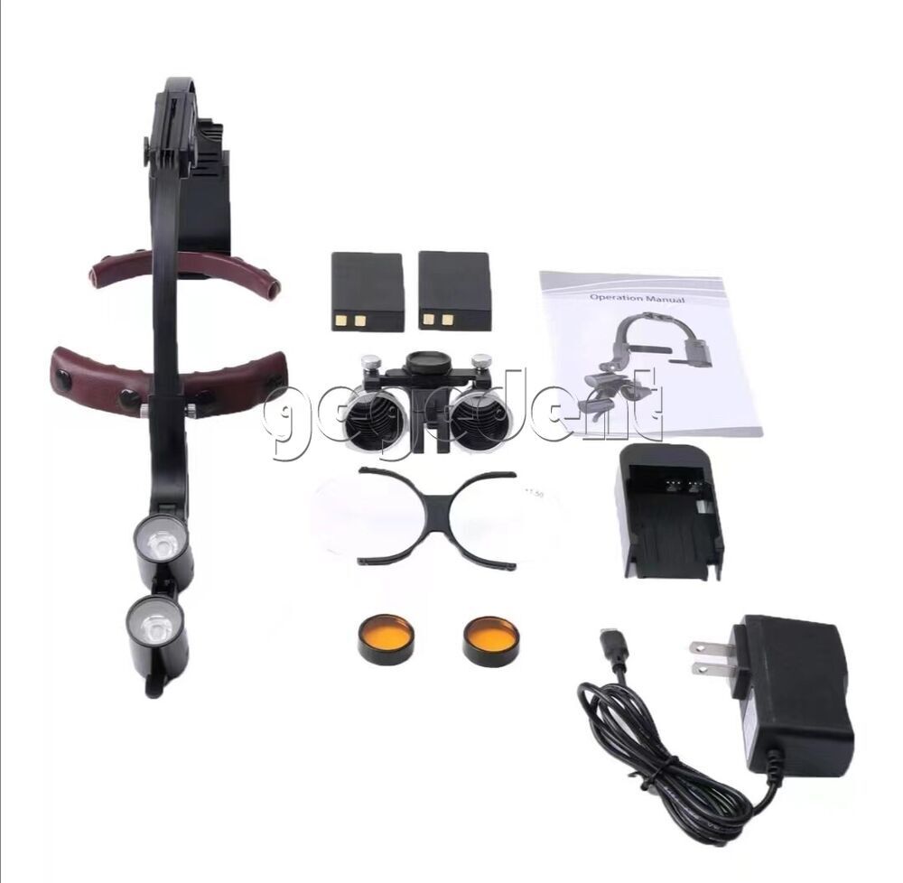 2.5 3.5X Dental Surgical Loupes Double Head Light Cordless Headband Dr. Kim Type