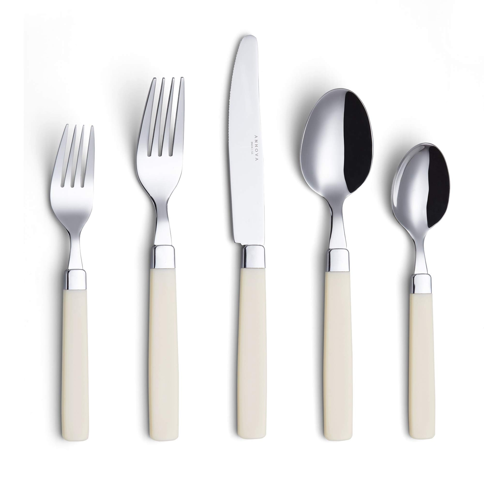 20PCS Stainless Steel Flatware Set Cream Handles Service for 4 Modern Style