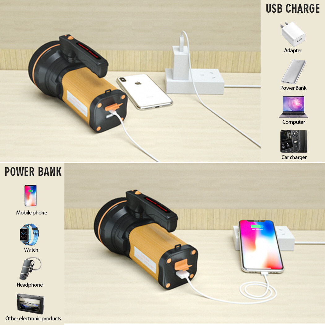 Odear Super Bright Torch Flashlight Searchlight Handheld LED Spotlight Camping