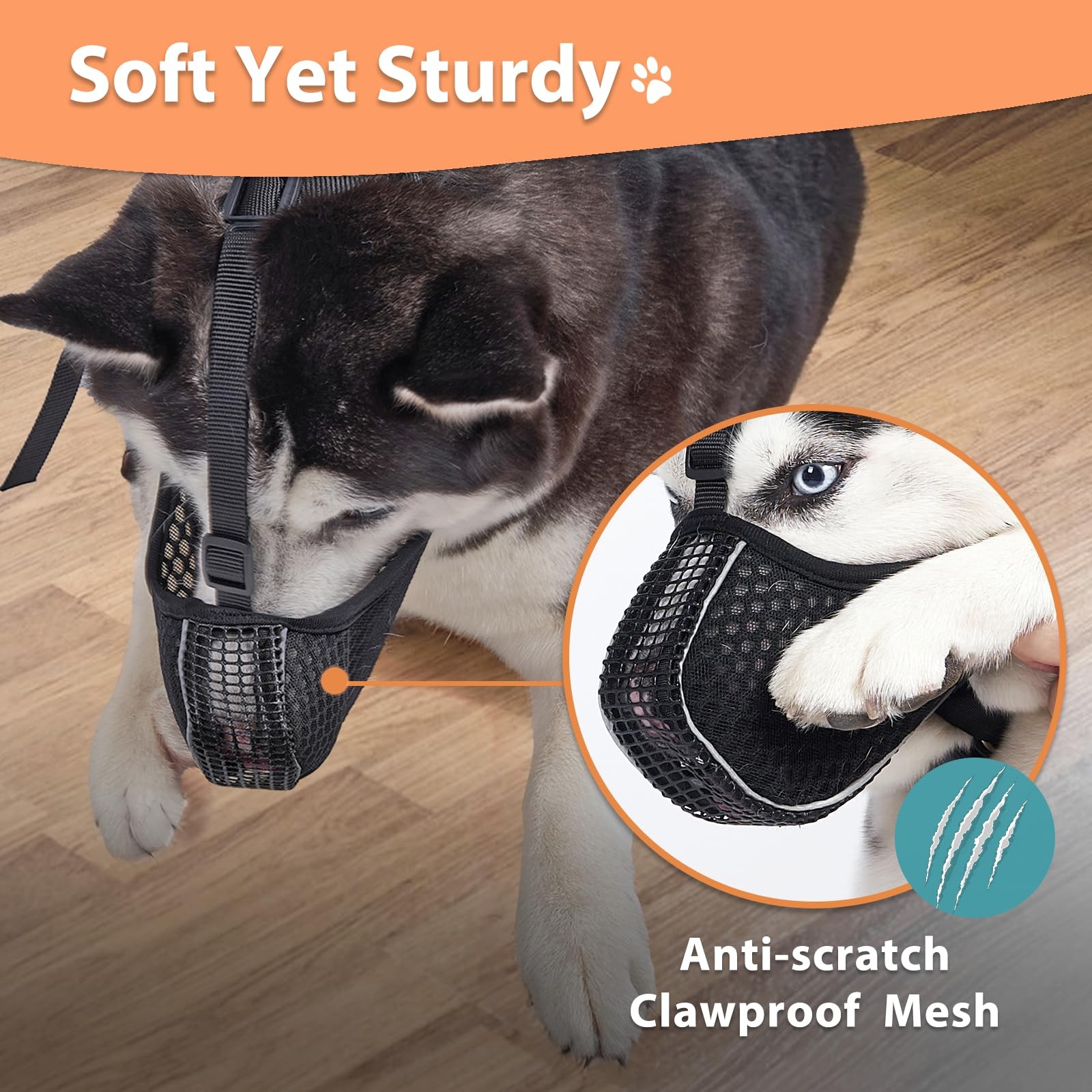 Dog Muzzle, Mesh Muzzle for Medium Large Dogs, Reflective for Nighttime Walks...