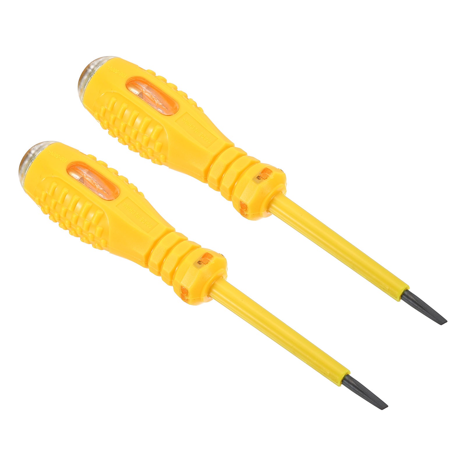 Voltage Tester AC 150-500V Slotted Screwdriver with Neon Tube, Yellow, 2pcs