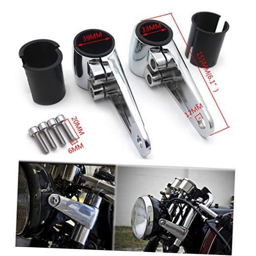 SMT- billet Aluminum Headlight Fork Mounting Brackets Compatible With Chrome