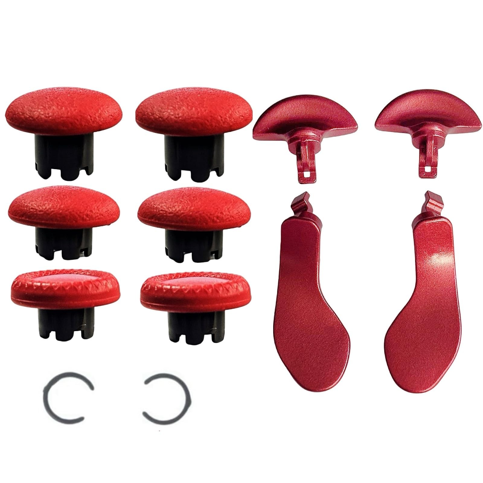 Red 12-in-1 PS5 DualSense Edge Thumbsticks & Metal Back Paddles Kit