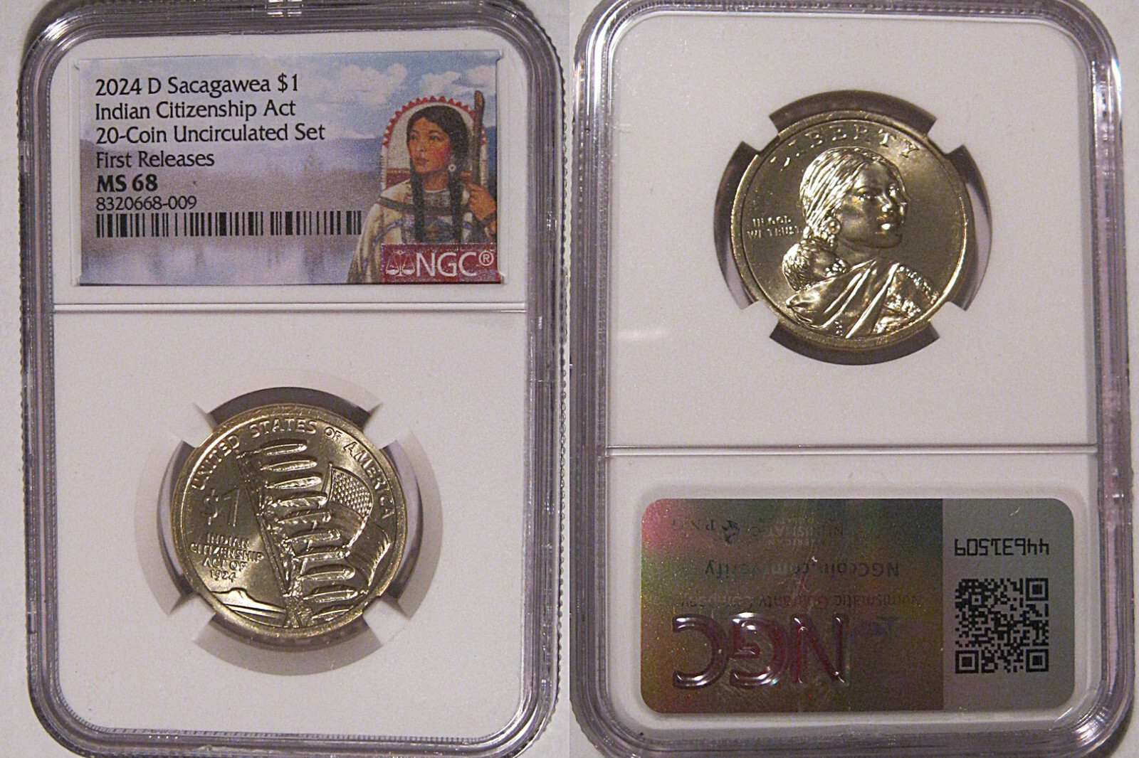 2024 D Indian Citizenship Native Sacagawea $1 Dollar NGC MS 68 First Releases