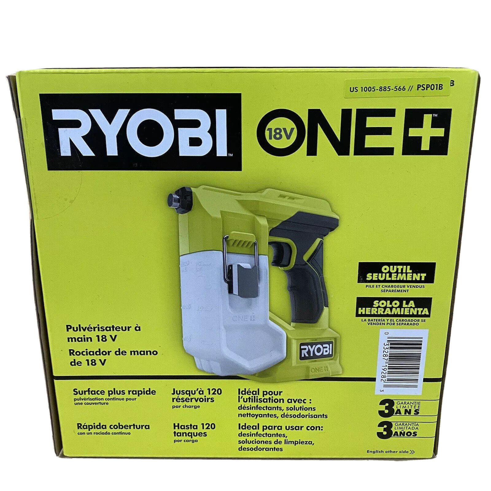 Ryobi One+ 18v Cordless Electric Sprayer Compact Light [Tool Only] NEW